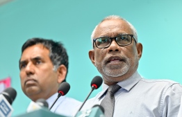 Chairperson of People’s National Congress (PNC) Abdulraheem Abdulla at a press conference held by PNC on Thursday, January 25, 2024 -- Photo: Nishan Ali / Mihaaru