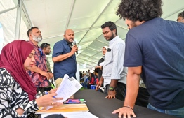 People getting their ID verified prior to voting in the PNC/PPM's primary election on Saturday, January 27, 2024 -- Photo: Nishan Ali / Mihaaru