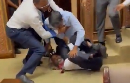 Altercation between MPs Easa and Shaheem in parliament today.