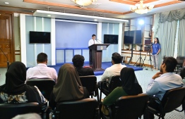 Principal Secretary to the President on Public Policy, Abdulla Nazim speaks at a press conference held at the President's Office on Sunday, January 28. -- Photo: President's Office.