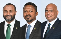 (L-R) Minister of Islamic Affairs Dr Mohamed Shaheem Ali Saeed, Attorney General Ahmed Usham and Minister of Housing, Land and Urban Development Dr Ali Haidar Ahmed