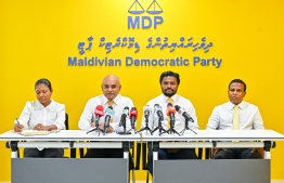 From today's MDP PG press conference.-- Photo: Fayaz Moosa / Mihaaru