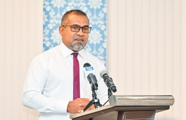 Minister of Health, Dr Abdulla Khaleel speaking at the Thalassemia Campaign launch ceremony held early February this year -- Photo: Fayaz Moosa/