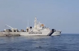 One of the main Indian Coastguard vessels that the officers came in.