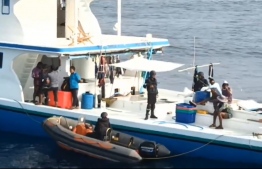 Screengrab from footage that was released on social media showing the moment when the Indian Coastguard approached one of the fishing vessels.