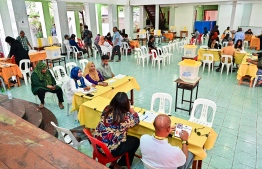 Voting ongoing in the MDP parliamentary primaries on February 3, 2024 -- Photo: Fayaz Moosa