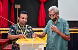 Voters casting their ballots during MDP's primary election on February 3, 2024 -- Photo: Fayaz Moosa