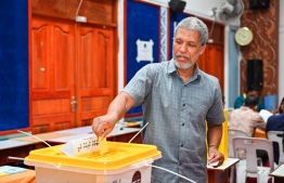 Voters casting their ballots during MDP's primary election on February 3, 2024 -- Photo: Fayaz Moosa