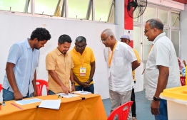 Former President Ibrahim Mohamed Solih at the MDP primary on February 3, 2024 held to determine candidates for the upcoming parliamentary election -- Photo: Fayaz Moosa