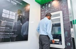 Managing Director of HDC Ibrahim Fazul Rasheed at the opening of the new dollar ATM in Hulhumale'