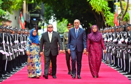 President Dr Muizzu arrives at Parliament to deliver his first Presidential Address.-- Photo: Fayaz Moosa / Mihaaru