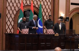President Dr. Mohamed Muizzu at the parliament to give his first presidential address