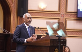President Dr Mohamed Muizzu speaking at the parliament