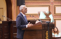 President Dr. Mohamed Muizzu giving his presidential address -- Photo: Parliament