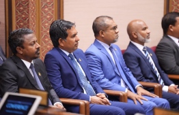 Cabinet ministers attending parliament today for President Dr Mohamed Muizzu's first Presidential Address.