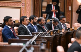 MP Qasim Ibrahim in attendance of the Parliamentary meeting of the Presidential Address together with PPM/PNC members