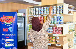 MIFCO fish shop: canned fish cases to be distributed this Thursday. -- Photo: Nishan Ali - Mihaaru