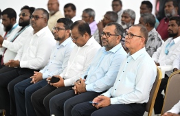 Several cabinet Ministers attend the meeting with residents of Thaa atoll Guraidhoo. -- Photo: President's Office
