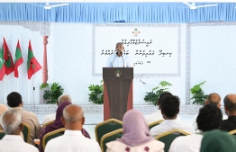 muizzuPresident Dr. Mohamed Muizzu speaking to Thaa atoll Kinbidhoo citizens on Saturday, February 8, 2024 -- Photo: President's Office