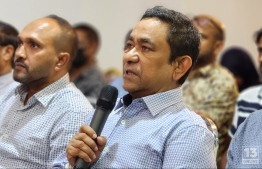 Former President Yameen previously speaking at a PNF gathering.
