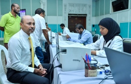 MDP candidates for the parliament elections during applications.-- Photo: Fayaz Moosa / Mihaaru