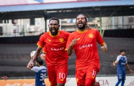 Umair and Rizhan celebrate: Victory beat New Radiant advancing to first division
