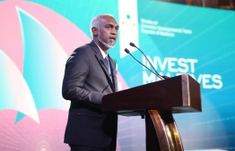 President Dr Muizzu speaks at the Maldives Investment Forum in Dubai.