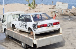 The program to remove old and unregistered vehicles from male' City roads have commenced today -- Photo: Transport Ministry.