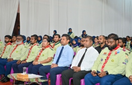 Vice President Hussain Latheef Mohamed attend the meeting held with the participants of the 10th National Scout Jamboree held at Ghiyasuddin International School -- Photo: President's Office