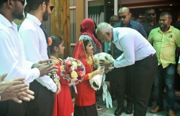 Residents of Addu City welcome President Dr. Muizzu -- Photo: President's Office