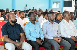 President Dr. Muizzu speaks with the residents of Addu City Maradhoo and Maradhoo-Feydhoo during the meeting with residents of the City. -- Photo: president's Office