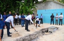 President Dr. Muizzu inaugurating the Road Development projects at Fuvahmulah City yesterday