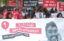 A march demanding justice in the case of blogger Yaamyn's murder.-- Photo: Mihaaru