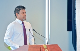 Vice President, Hussain Mohamed Latheef speaking at the inauguration ceremony of the laboratory project -- Photo: President's office