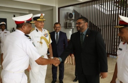 Defence Minister Ghassan meets Senior Officials of Indian and Sri Lankan Coast Guard at the inauguration of 'Exercise Dosti 16'.-- Photo: MNDF