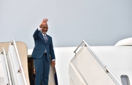 President Dr Mohamed Muizzu leaves on an earlier trip -- Photo: President's Office