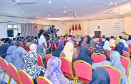 During President Dr Mohamed Muizzu's address to the residential community of HDh. Hanimaadhoo -- Photo: President's Office