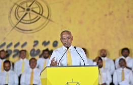 Former President Ibrahim Mohamed Solih speaking at MDP's launching of parliamentary election campaigns -- Photo: MDP