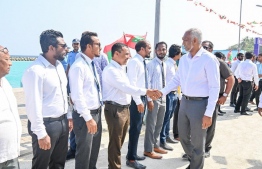The president meeting the people of Sh. Kanditheemu during his visit to the island -- Photo: President's Office
