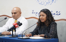 MP Hisaan speaking at an earlier press conference held by MDP.