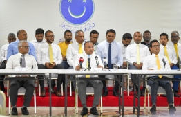 A press conference held by MDP parliamentarians.
