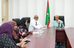 Minister of Higher Education Dr Mariyam Mariya and Ministers of state during a press conference held on Thursday. -- Photo: Ministry of Higher Education