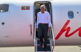 President Muizzu on one of his earlier trips to an island: the President has departed on a three day trip to Raa and Baa atolls.