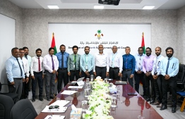 The President Dr Mohamed Muizzu with the Raa Atoll Island Council Presidents as well as the Raa Atoll Council President