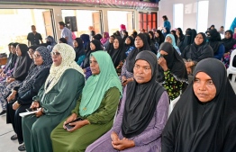 The residential community of Dh. Kudahuvadhoo in attendance on the ceremony held at the island -- Photo: President's Office