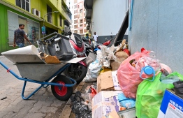 Garbage left on the streets of Male'.-- Photo: Fayaz Moosa / Mihaaru