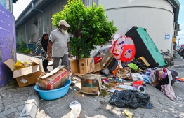 Garbage discarded on the streets of Male' City following household cleaning for Ramadan -- Photo: Fayaz Moosa