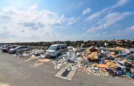 Garbage discarded onto the Industrial Zone of Male' City following recondition of houses -- Photo: Fayaz Moosa / Mihaaru News