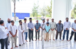Minister of Islamic Affairs Dr. Mohamed Shaheem Ali Saeed and senior officials of Muni Home attend the inauguration ceremony of the mosque built by Muni Home in Hulhumale' Phase 2 -- Photo: Fayaz Moosa