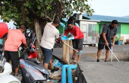 BML employees engaged in cleaning Male' City -- Photo: Bank of Maldives